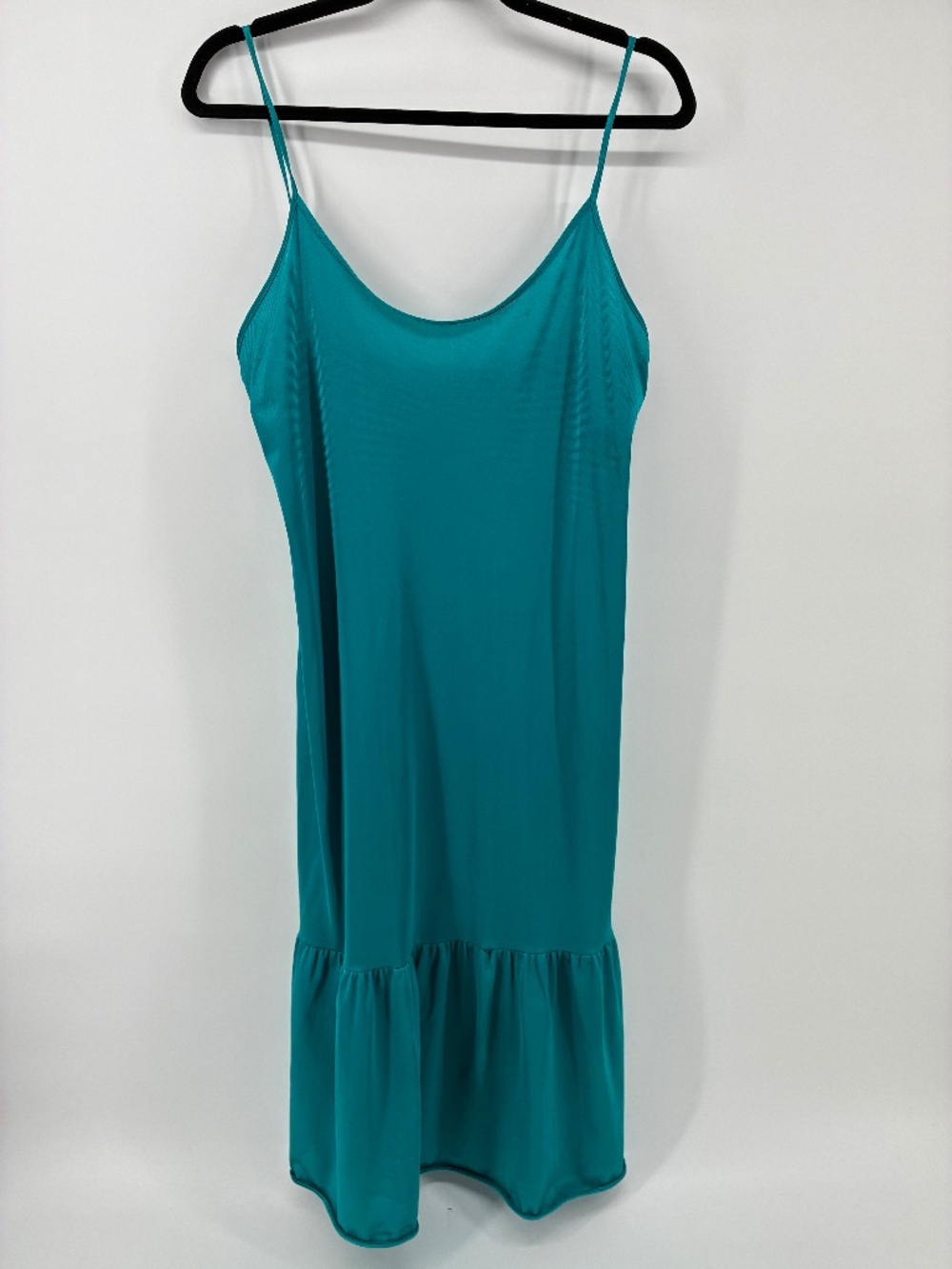 Teal Green Strapless Night Dress with Bottom Ruffle Tier